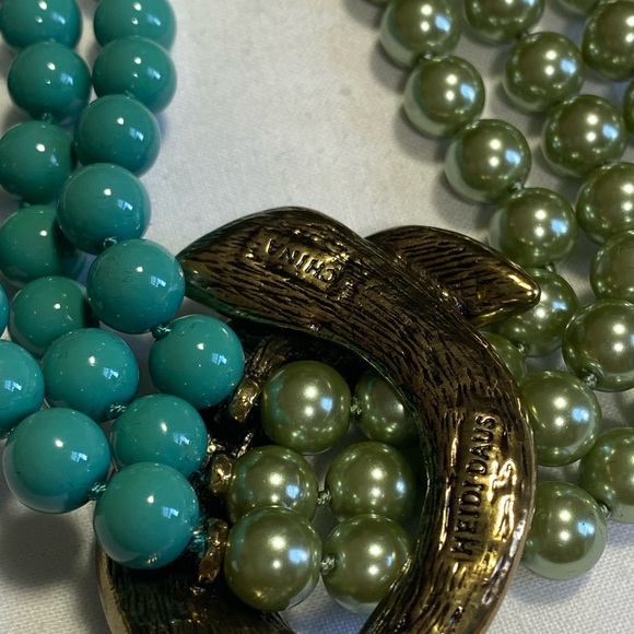 Heidi Daus Green and Gold Beaded Necklace - Picture 9 of 16
